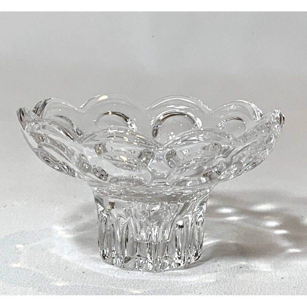 Gorham Candle Holder Crystal Vintage Round Pedestal 4 inch wide Taper Ball